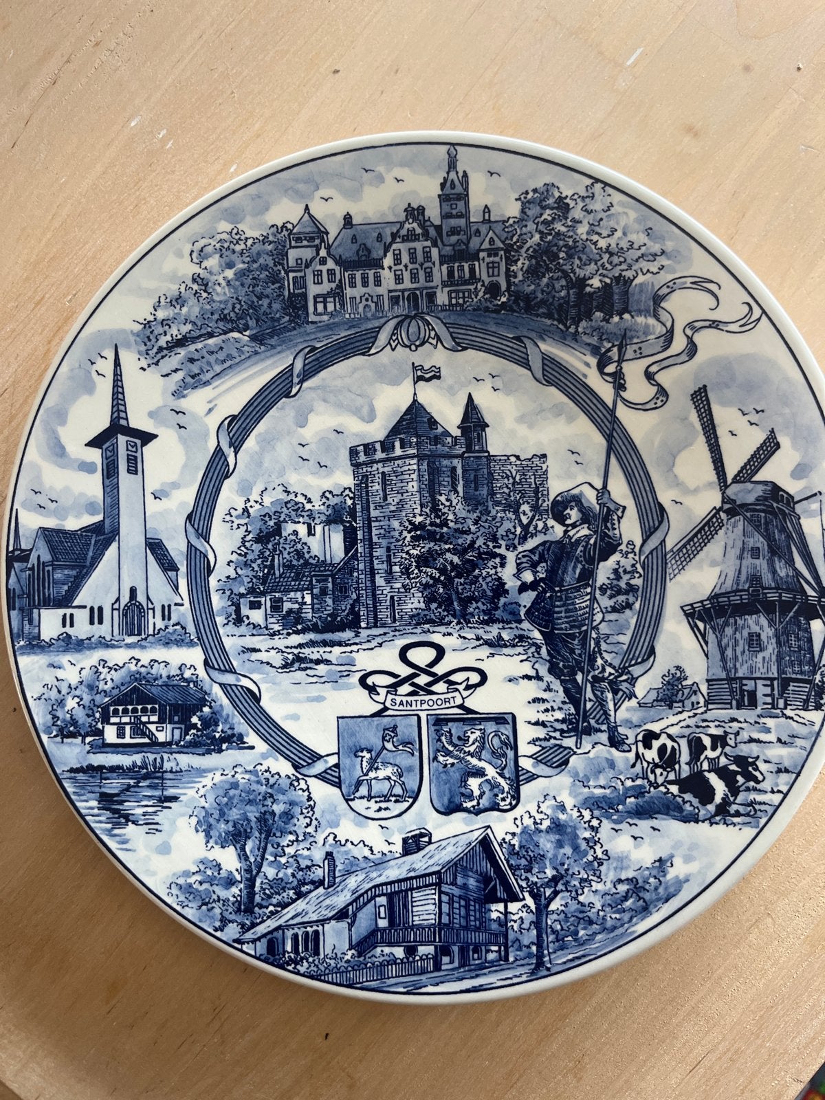 Delfts Blauw Wandbord 'Schoonheid van Kennemerland' 1977, Antiek en Kunst, Ophalen of Verzenden