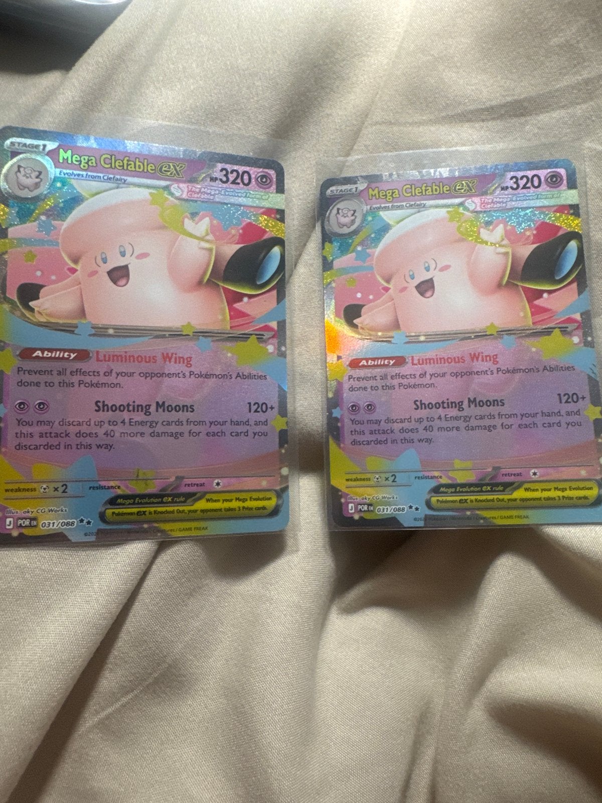 2x Mega Clefable EX Pokémon Kaarten - Full Art, Ophalen of Verzenden, Zo goed als nieuw, Meerdere kaarten, Foil