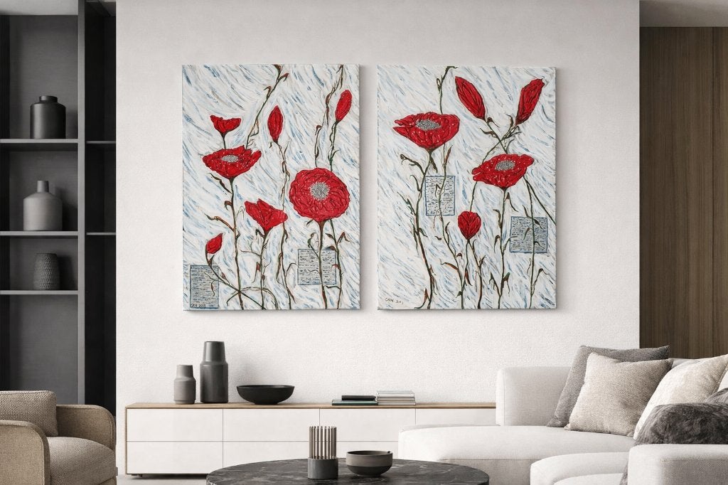 2 originele schilderijen – acryl op doek – totaal 120 x 80, Ophalen