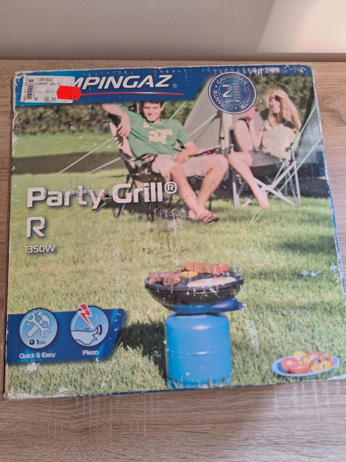 Campingaz Party Grill R 1350W - Compacte Gasbarbecue, Caravans en Kamperen, Ophalen, Zo goed als nieuw