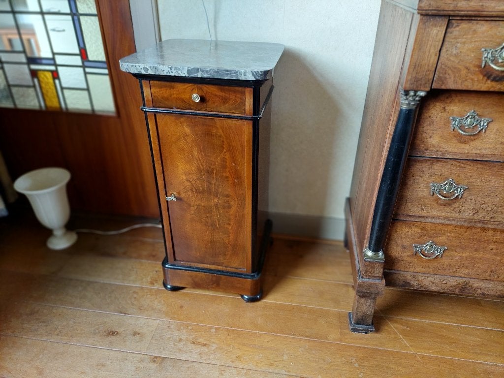 Halkastje met marmer blad / 82 centimeter / Blad 40,5x40,5, Ophalen