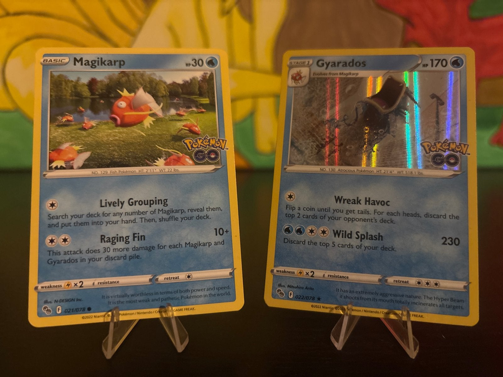 Pokémon GO Magikarp en Gyarados Foil Kaarten, Ophalen of Verzenden, Zo goed als nieuw, Losse kaart, Foil