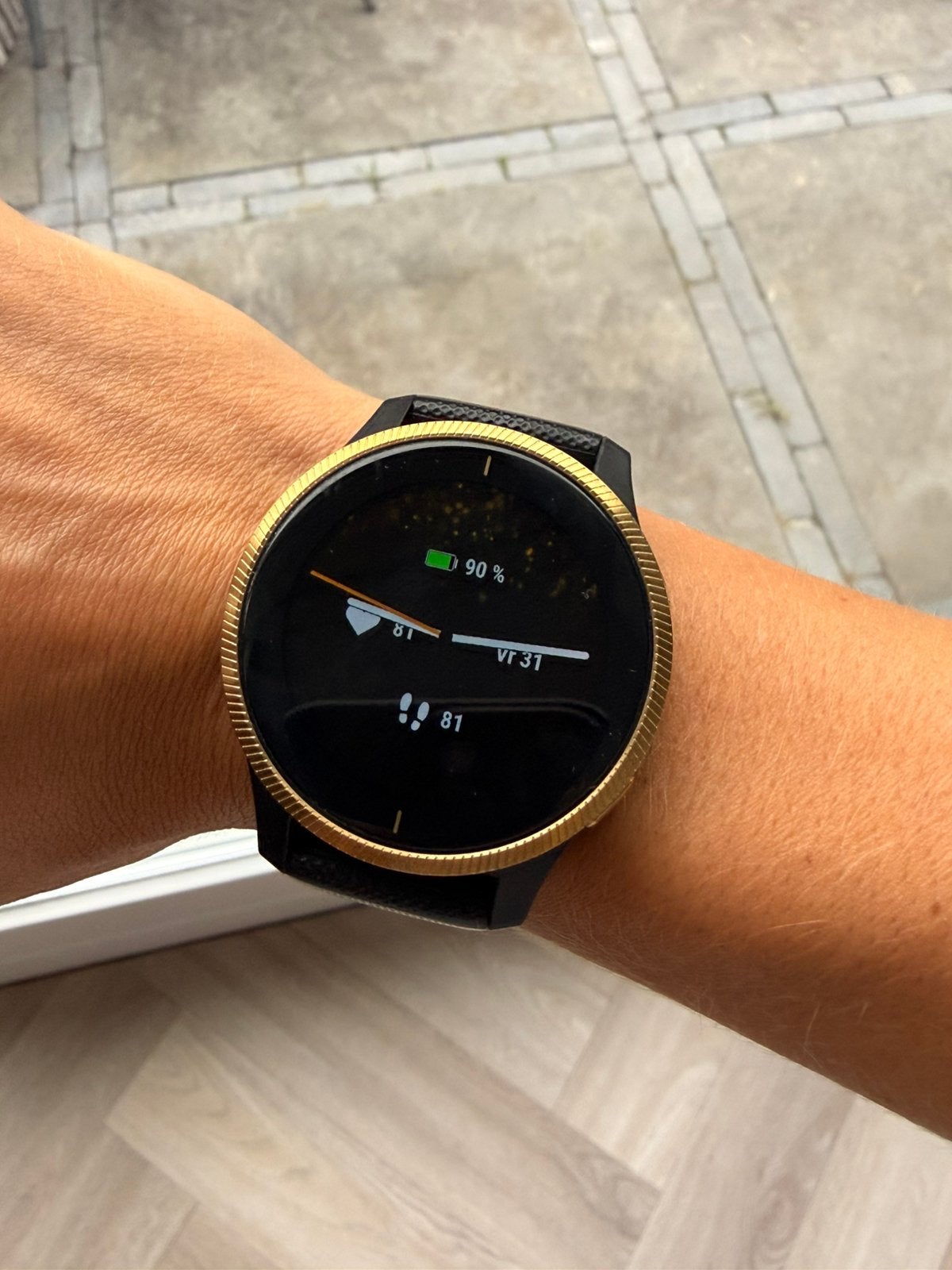 Garmin Venu 43mm – GPS smartwatch – zwart/goud, Gebruikt, Zwart, Ophalen of Verzenden, Android