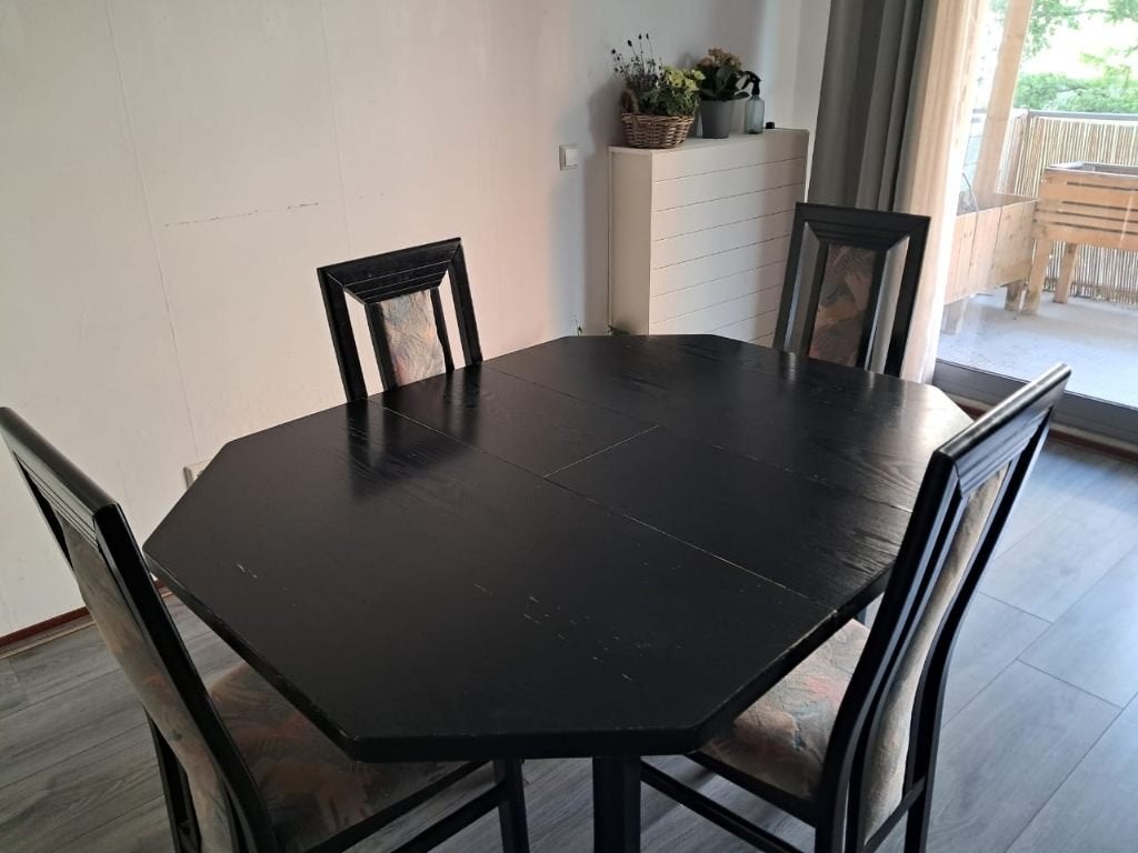 Extendable dining table set with 4 chairs, Huis en Inrichting, Ophalen, Gebruikt, 100 tot 150 cm, 50 tot 100 cm