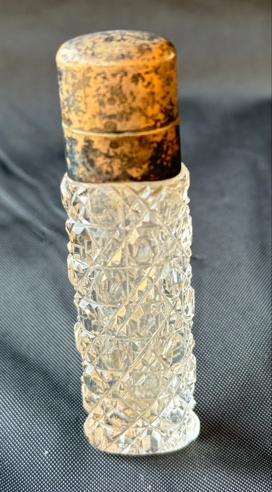 Antiek Zilveren kristal Parfumflesje met Geslepen Glas, Ophalen of Verzenden