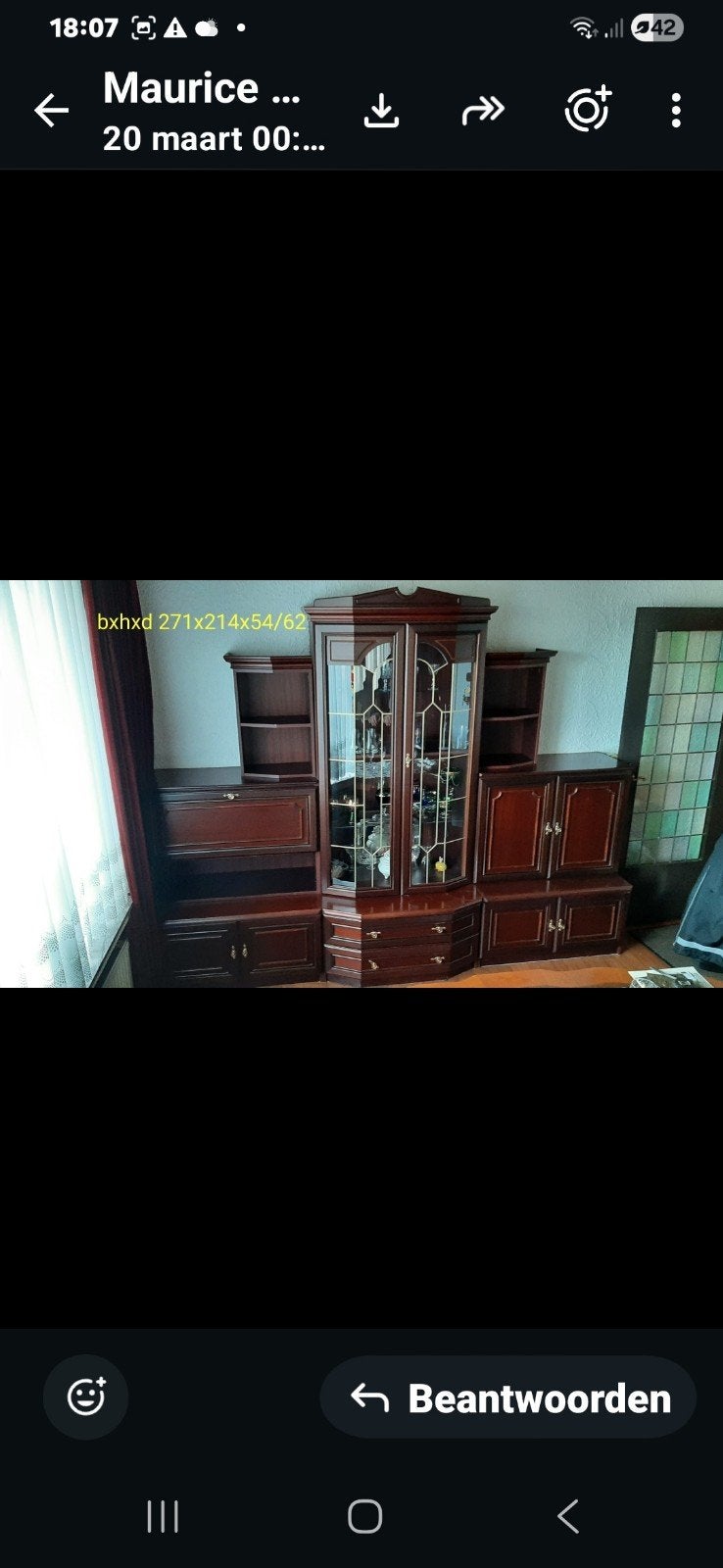 Kersenhouten kast - Complete wandmeubelset, Huis en Inrichting, Kasten | Buffetkasten, Ophalen