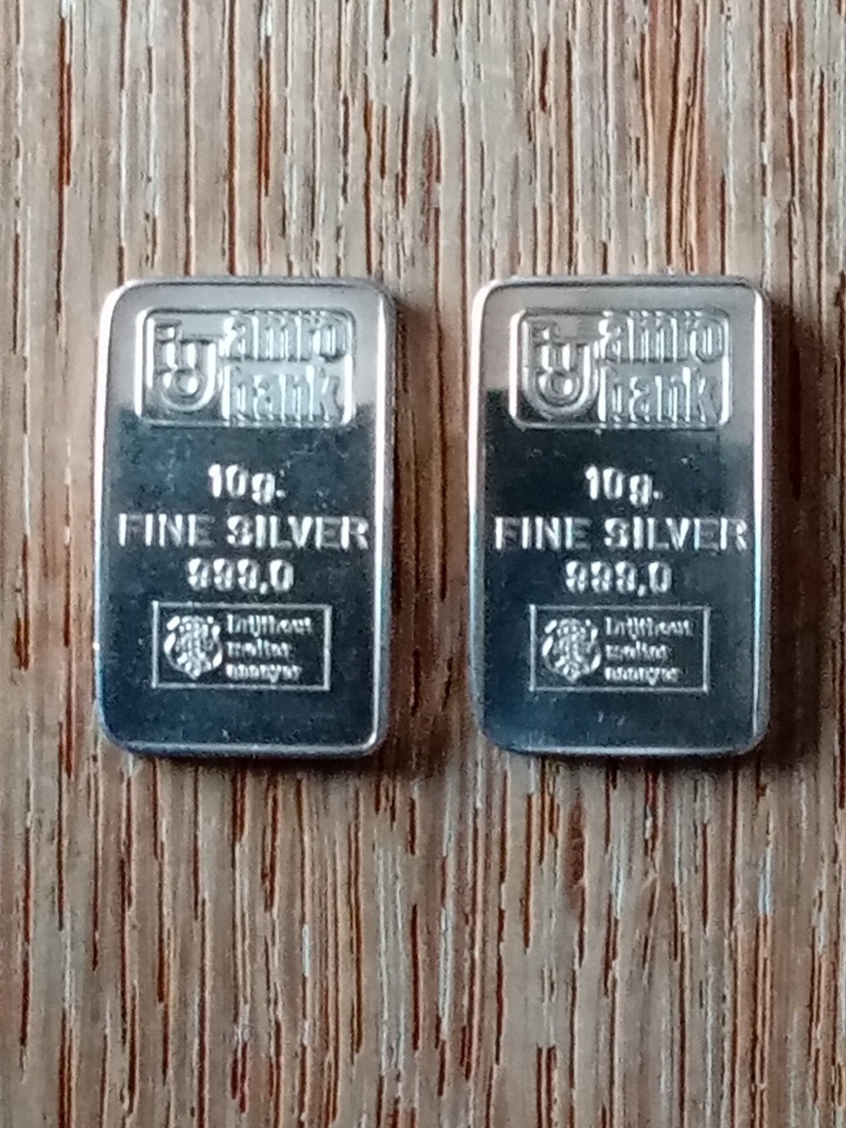 Drijfhout AMRO BANK 999 zilverbaren a 10 gram, Postzegels en Munten, Verzenden, Zilver