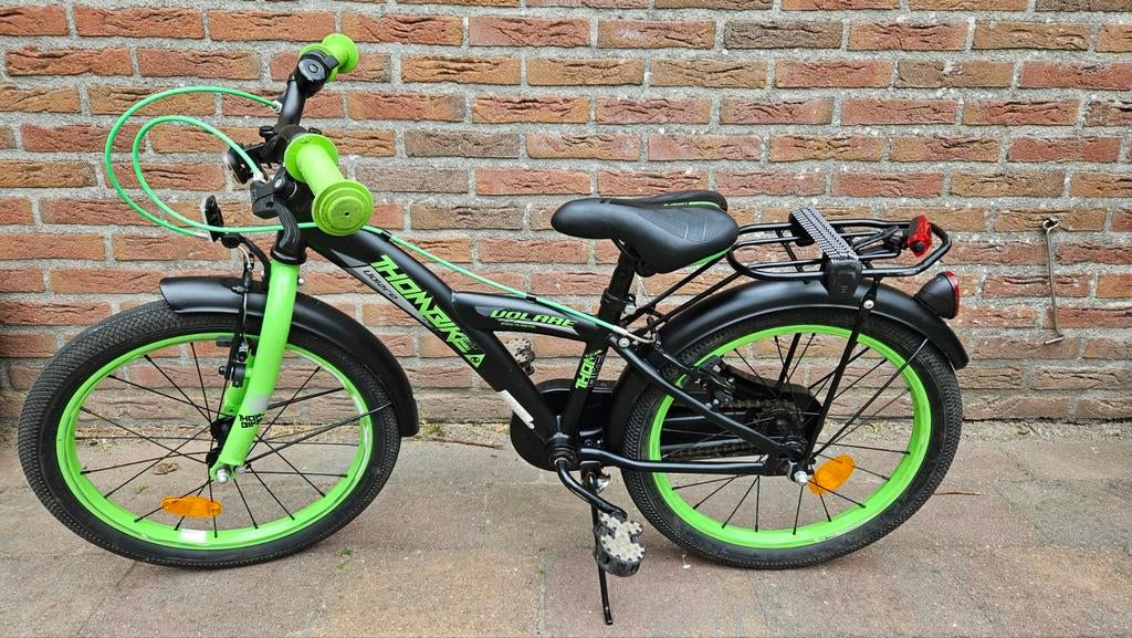 Volare thombike kinderfiets 18 inch zwart groen, Ophalen, Gebruikt, Velgrem, Handrem
