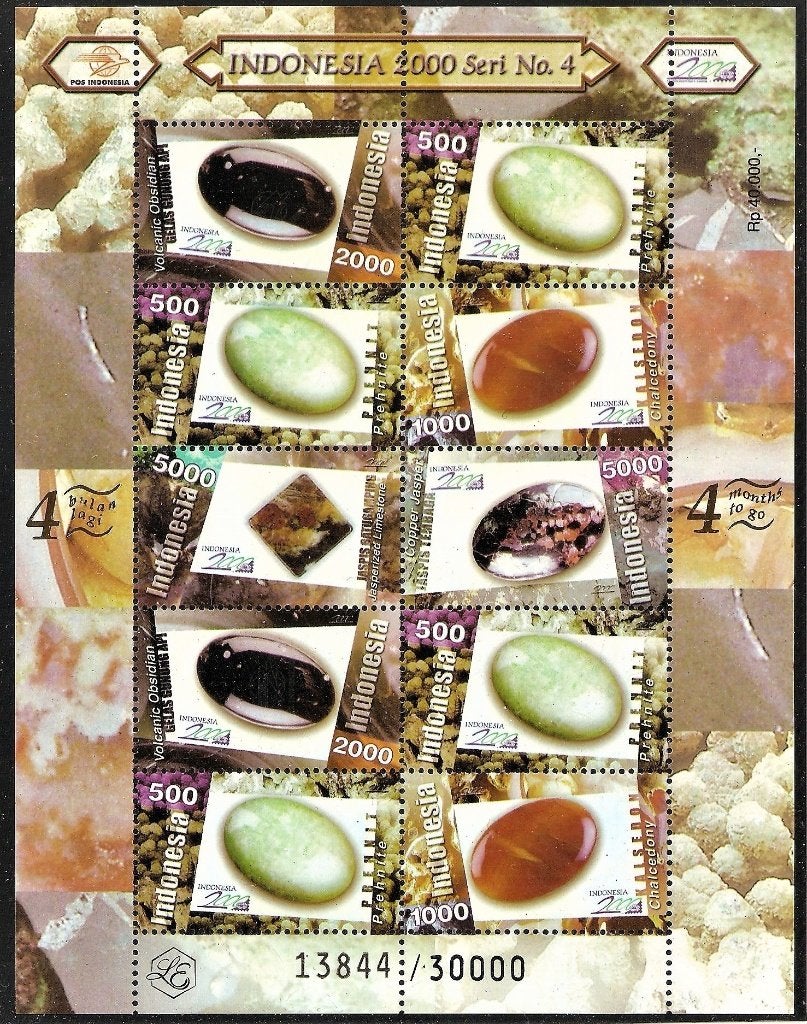 Indonesië MS 8T siervel edelstenen., Verzenden, Postfris, Oost-Azië