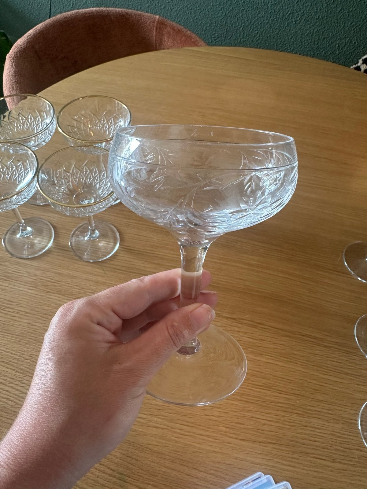 1 vintage kristallen champagnecoupe, Ophalen of Verzenden