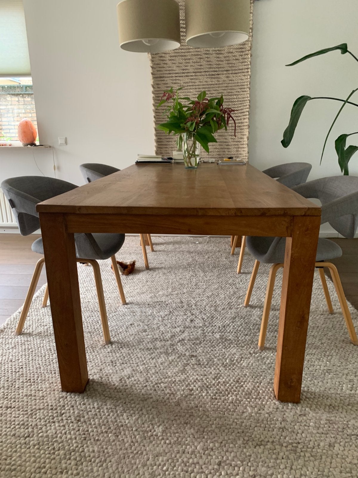 Teak houten eetkamertafel, Ophalen, Gebruikt, Teakhout, 200 cm of meer