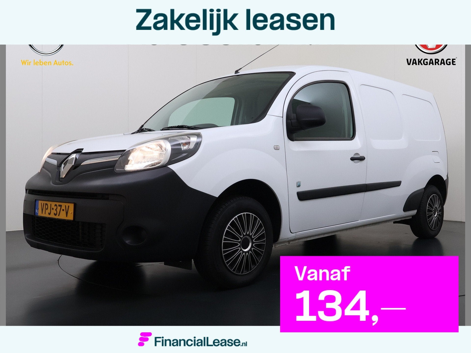 Renault Kangoo Z.E. Maxi Huur Accu Trekhaak Airco Bluetooth, Stof, Gebruikt, 33 kWh, Wit