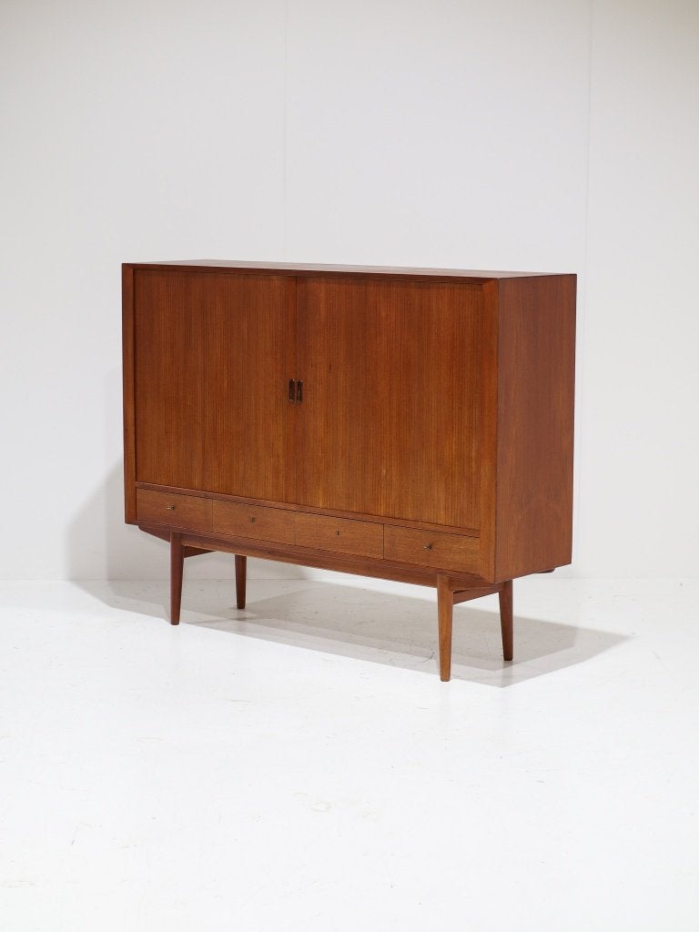 Arne Vodder 54 tambour highboard Sibast teak Deens 1960s, Ophalen, Met deur(en), -, 100 tot 150 cm