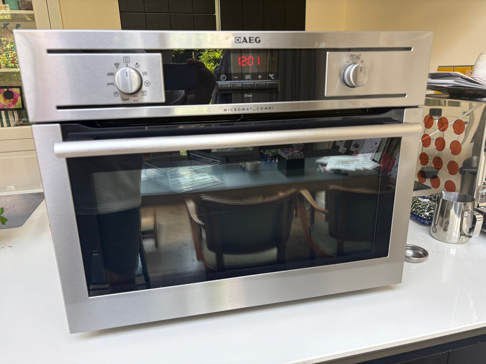 AEG inbouw combi-oven 45cm (magnetron defect), Witgoed en Apparatuur, Ophalen, 45 tot 50 cm, Gebruikt, Oven met grill