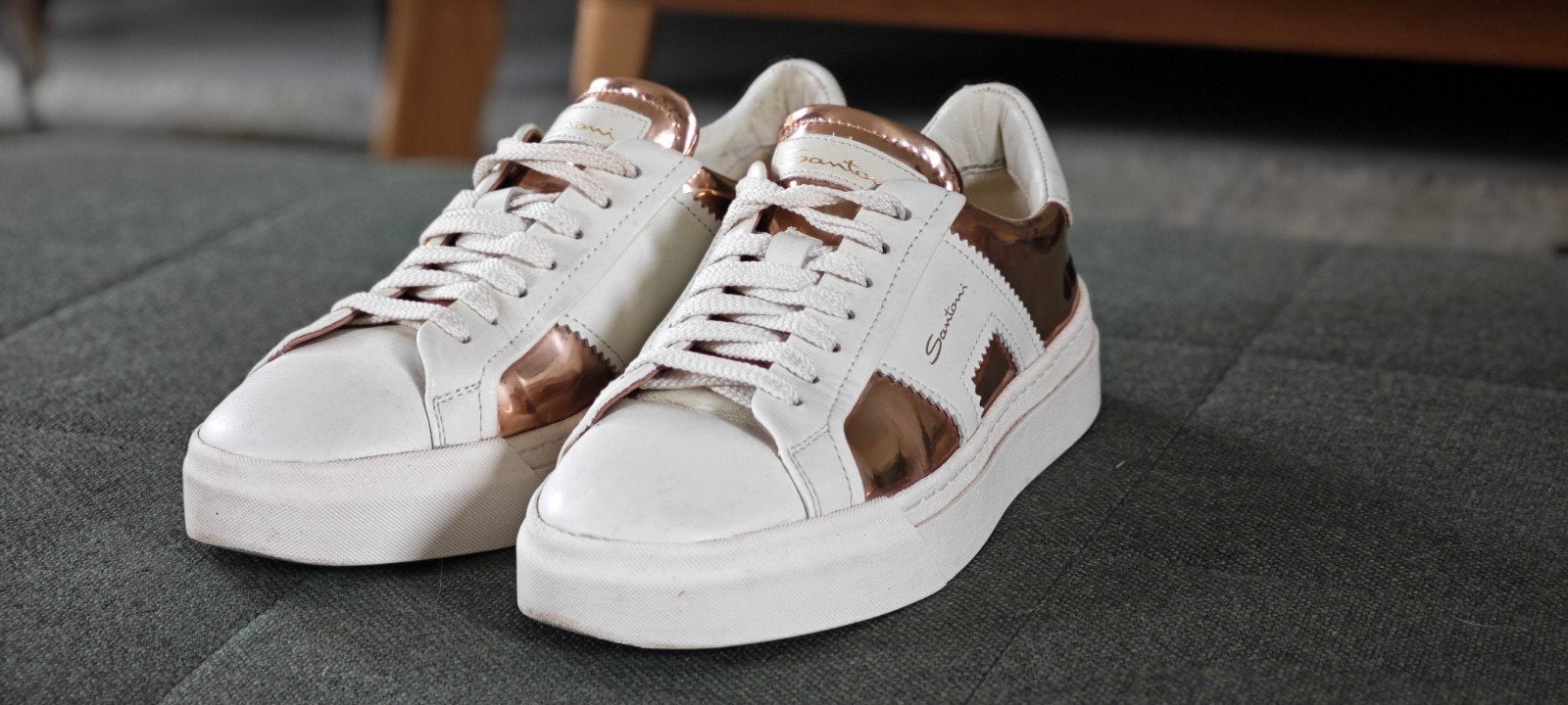 Santoni Dames Sneakers - Wit/Roségoud - Maat 37, Wit, Ophalen of Verzenden, Santoni, Sneakers of Gympen