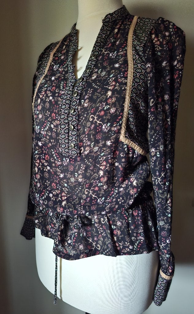 DEPT fijn gebloemde viscose blouse, maat 34/36, Nieuw, Lange mouw, Maat 36 (S), Dept