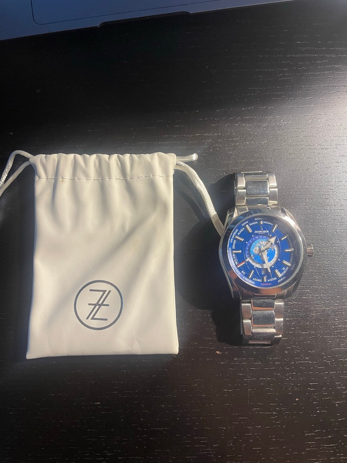 Jacob Zech Worldtime Horloge - Stijlvol en Functioneel, Overige merken, Gebruikt, Staal, Polshorloge