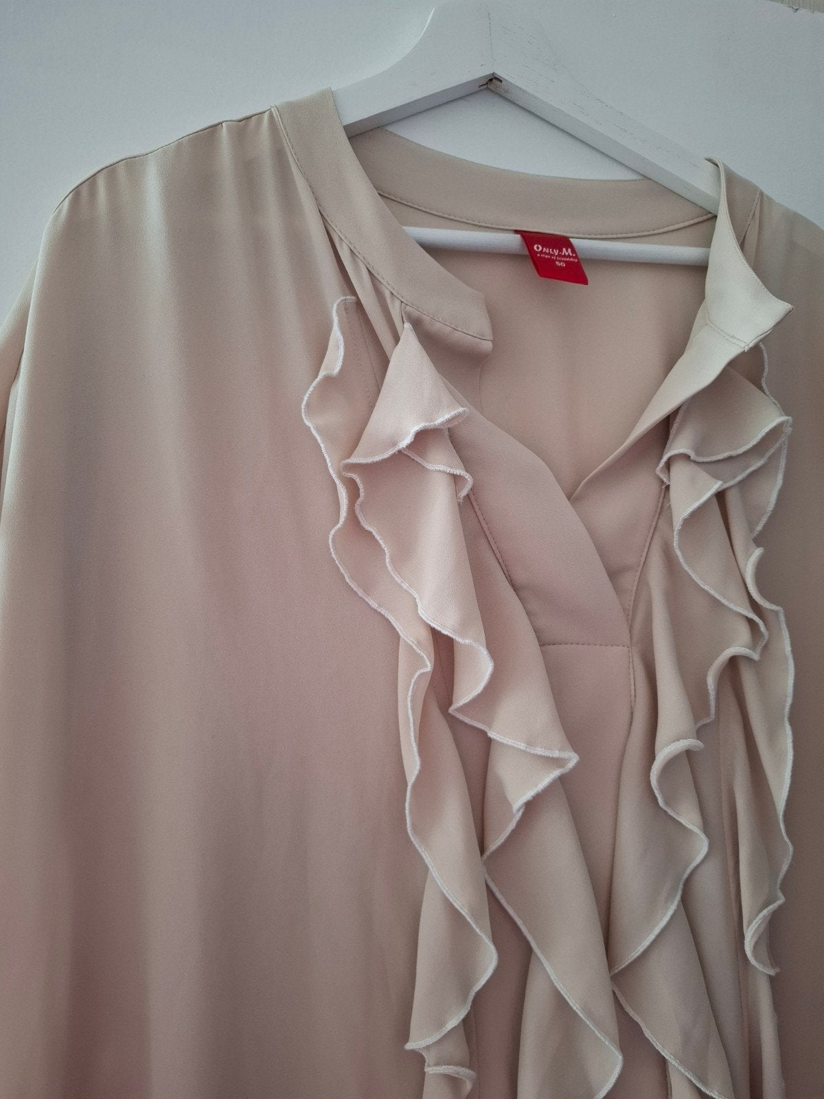 Only-M roezel blouse maat 50, Only-M, Beige, Maat 46/48 (XL) of groter, Ophalen of Verzenden