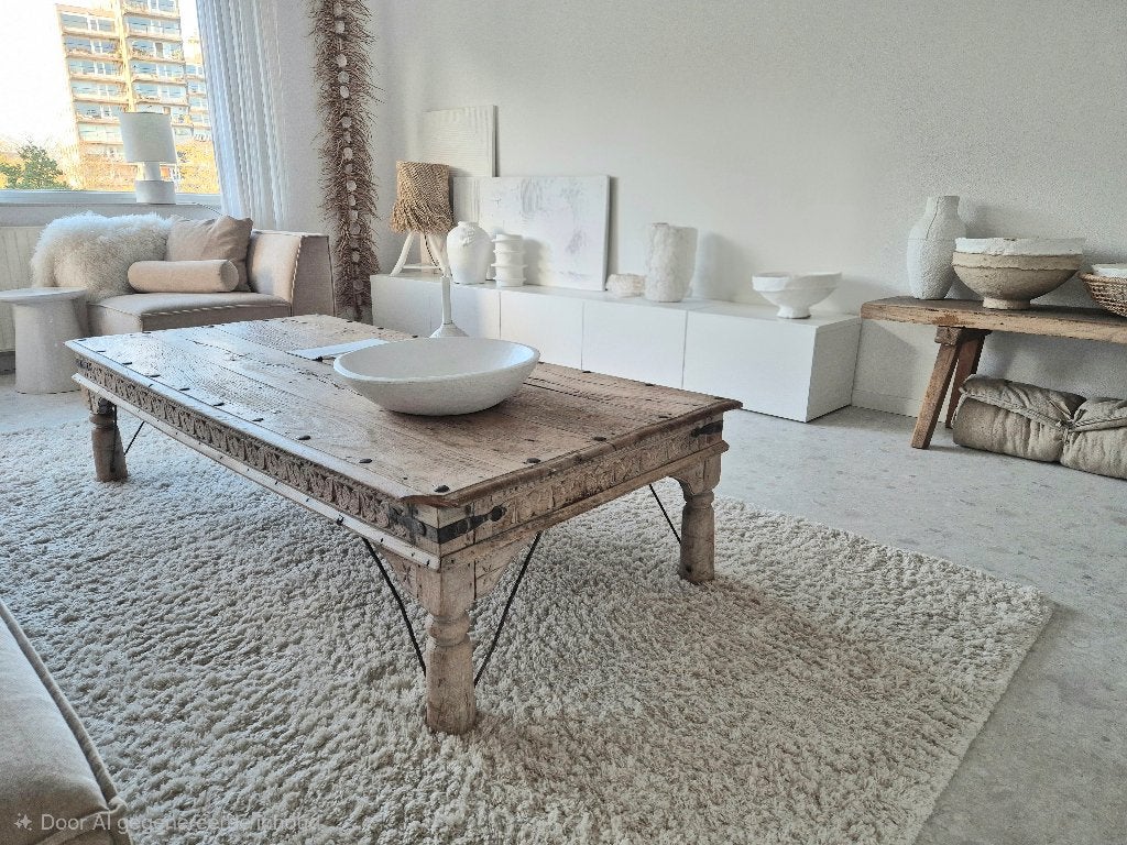 Authentieke oude naturel hout salontafel India Loods 5 Ibiza, Ophalen