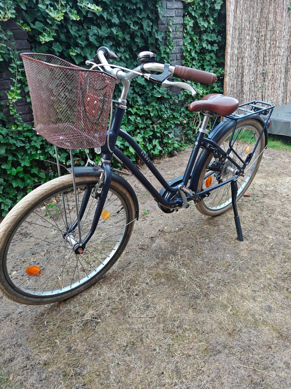 Damesfiets met mand en bagagedrager Elops., Fietsen en Brommers, Velgrem, Versnellingen, Ophalen, Overige merken