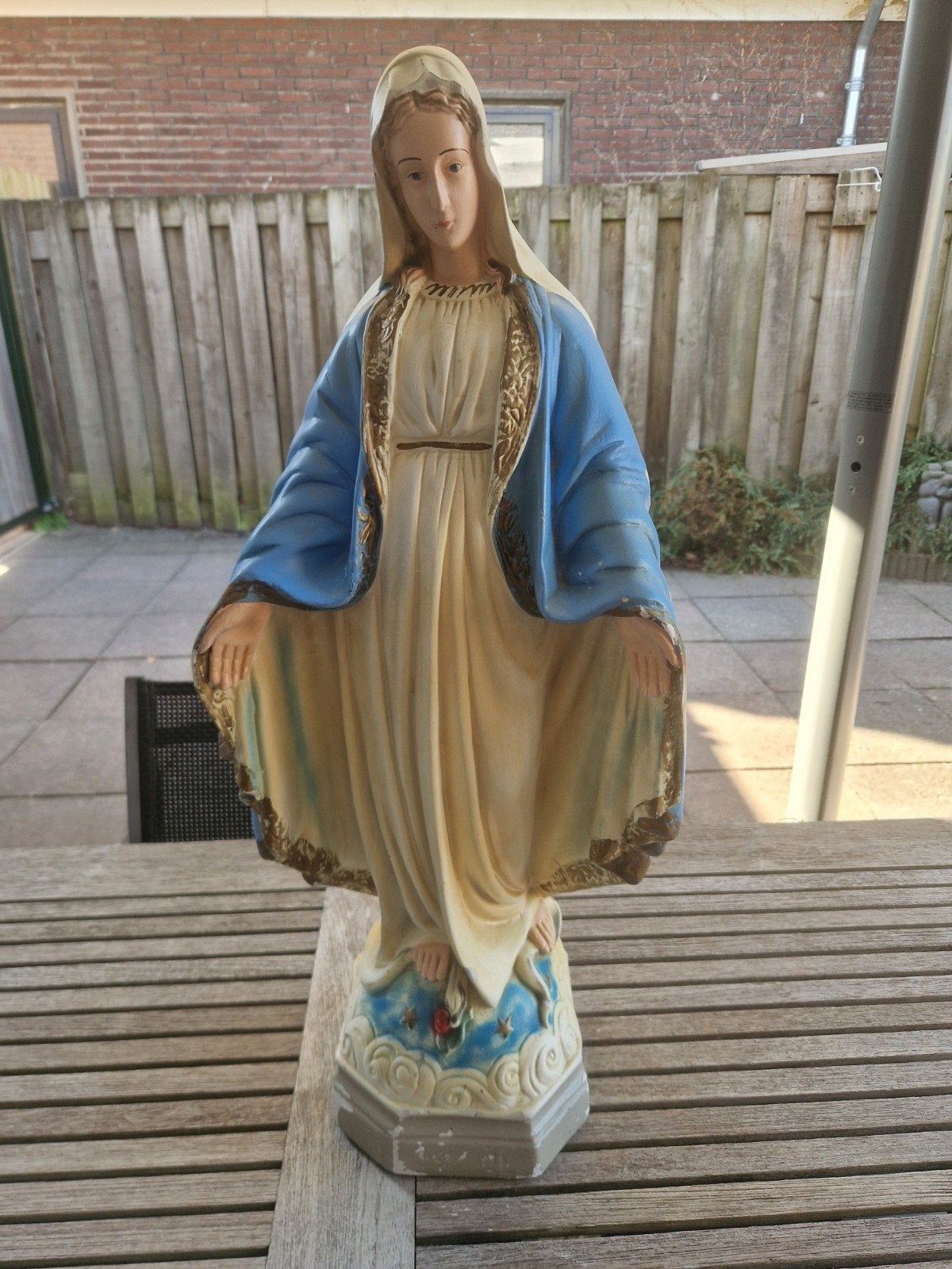 Vintage Beeld van wonderbaarlijke Maagd Maria van gips 70 cm, Antiek en Kunst, Ophalen of Verzenden