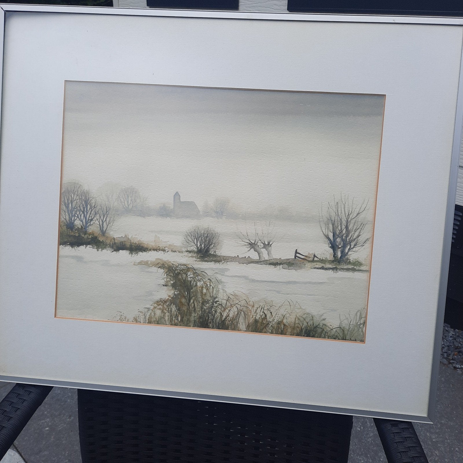 Aquarel Winter a,d IJssel bij Zalk. Sjoerdtje mulder hak, Ophalen