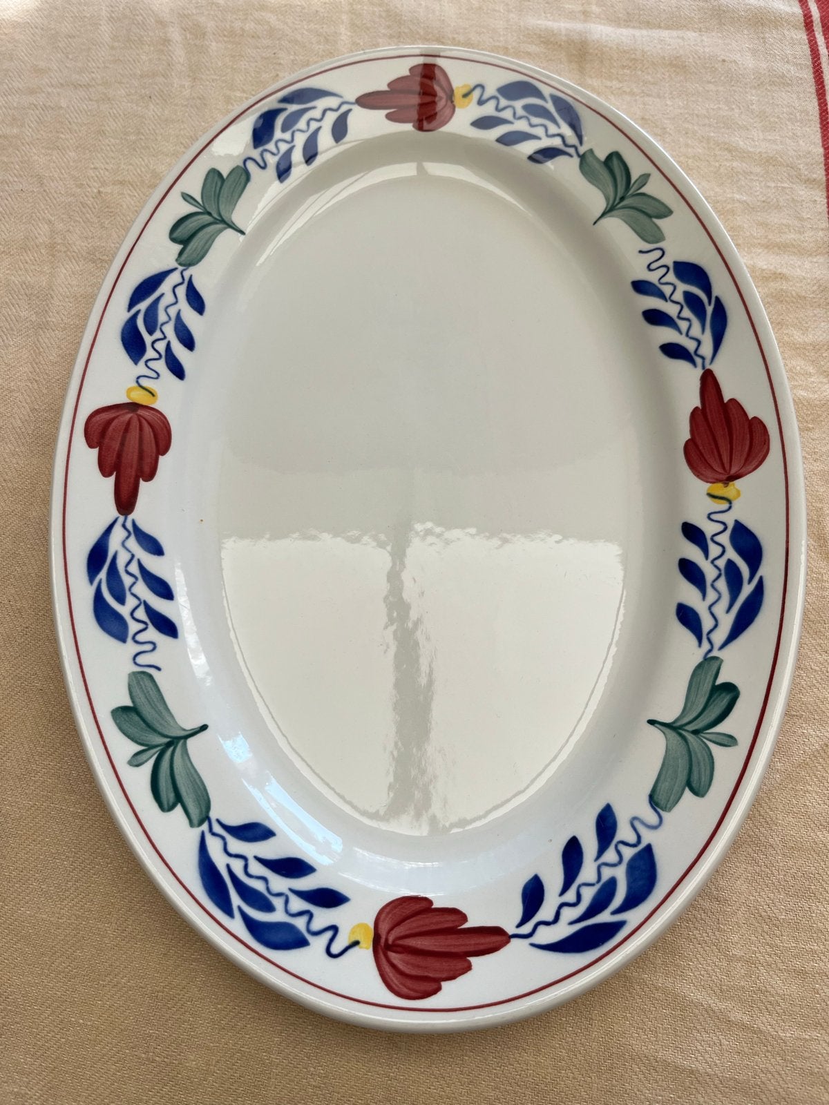 Vintage Boch Frères Keramis 'Boerenbont' ovale schaal, Antiek en Kunst, Ophalen of Verzenden