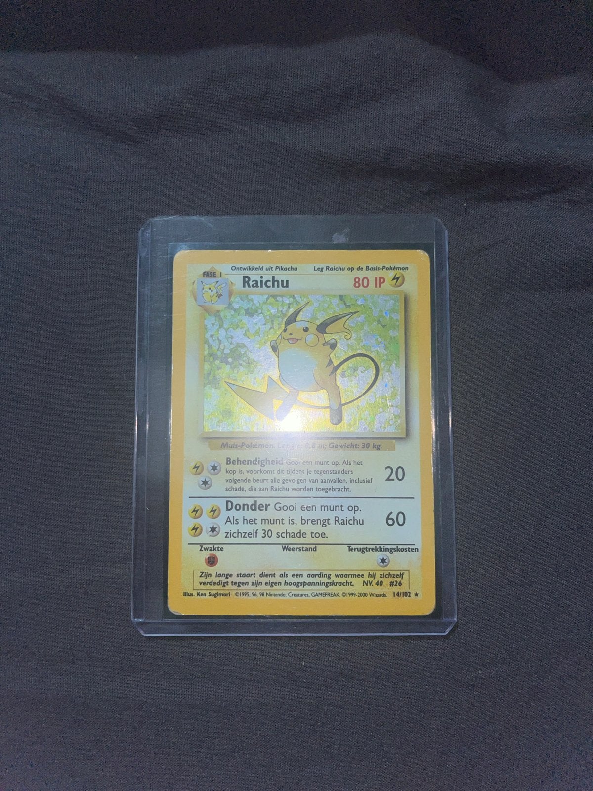 Pokémon kaart Raichu 14/102 (Base Set), Verzenden, Gebruikt, Losse kaart