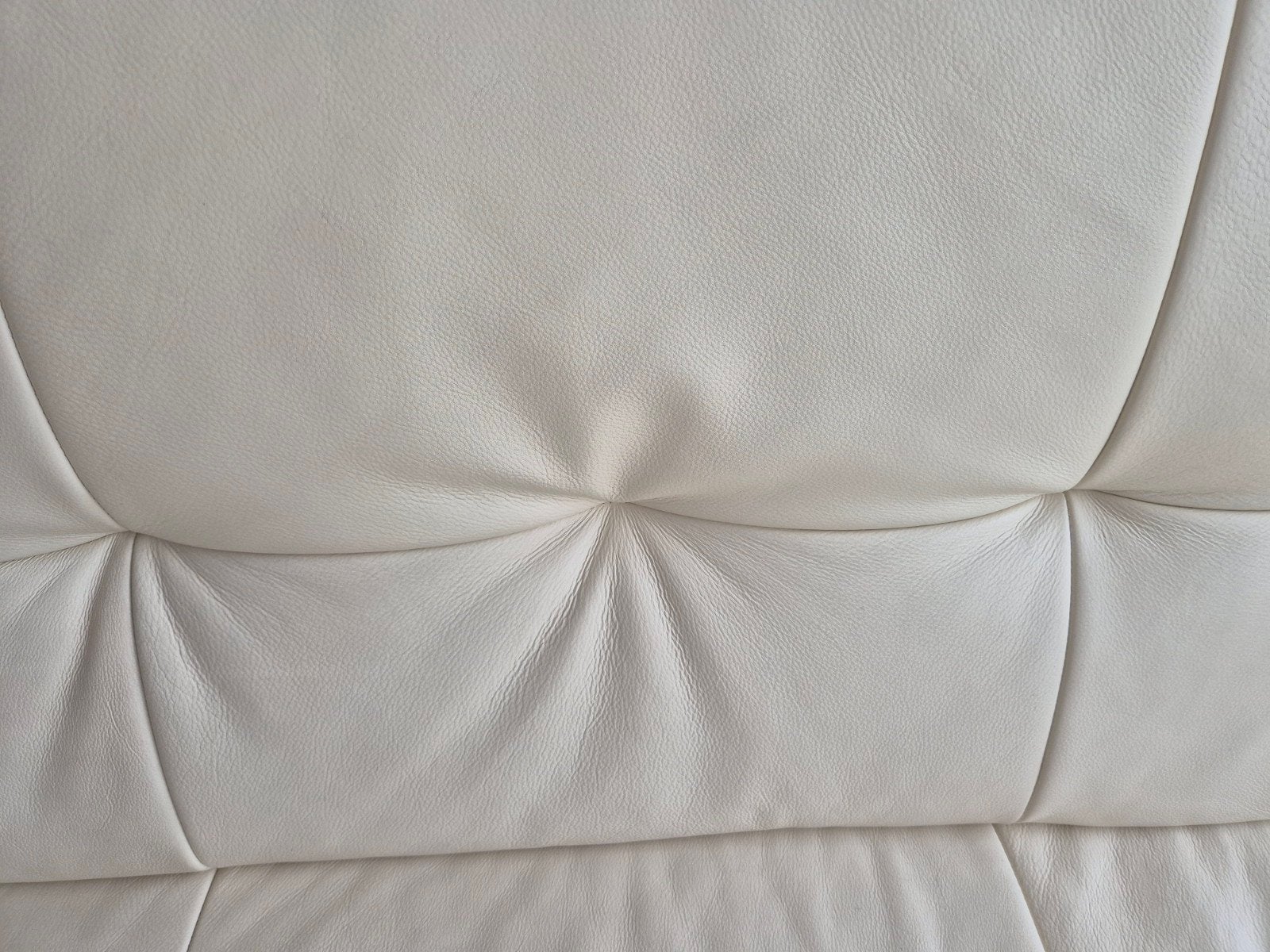 Ivoorkleurige leren 3 zittter, Ophalen, Gebruikt, 150 tot 200 cm, Tweepersoons