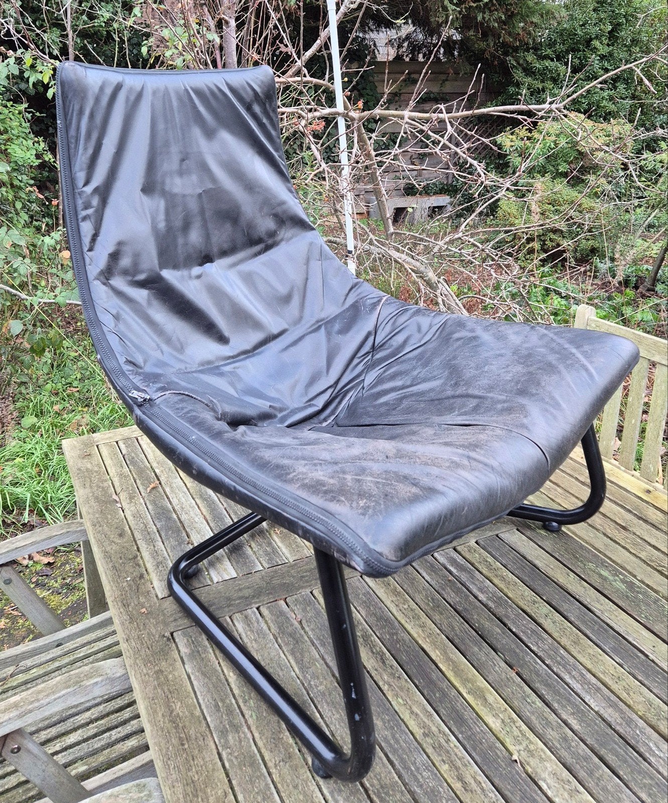 Design stoel fauteuil leer, Ophalen, Zo goed als nieuw, 75 tot 100 cm, Leer