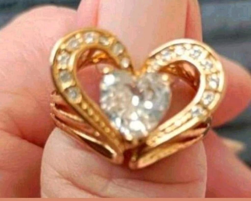 Ring hart Swarovski maat 19, Verzenden, Nieuw, Goud