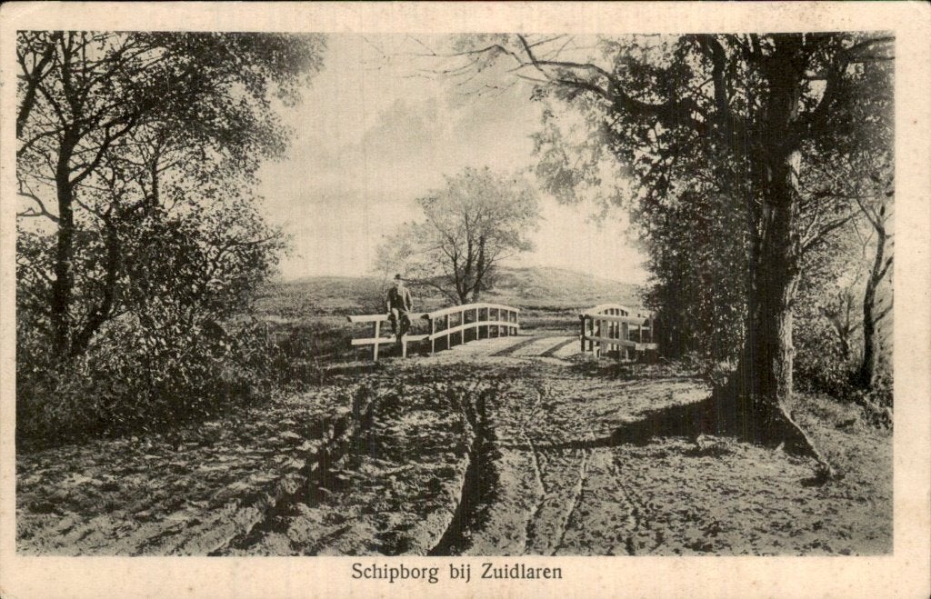 Schipborg - Brug - bij Zuidlaren, Ophalen of Verzenden, 1920 tot 1940, Gelopen, Drenthe