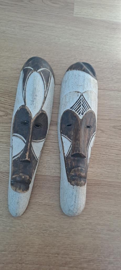 Vintage Afrikaanse houten maskers - set van 2, Ophalen of Verzenden
