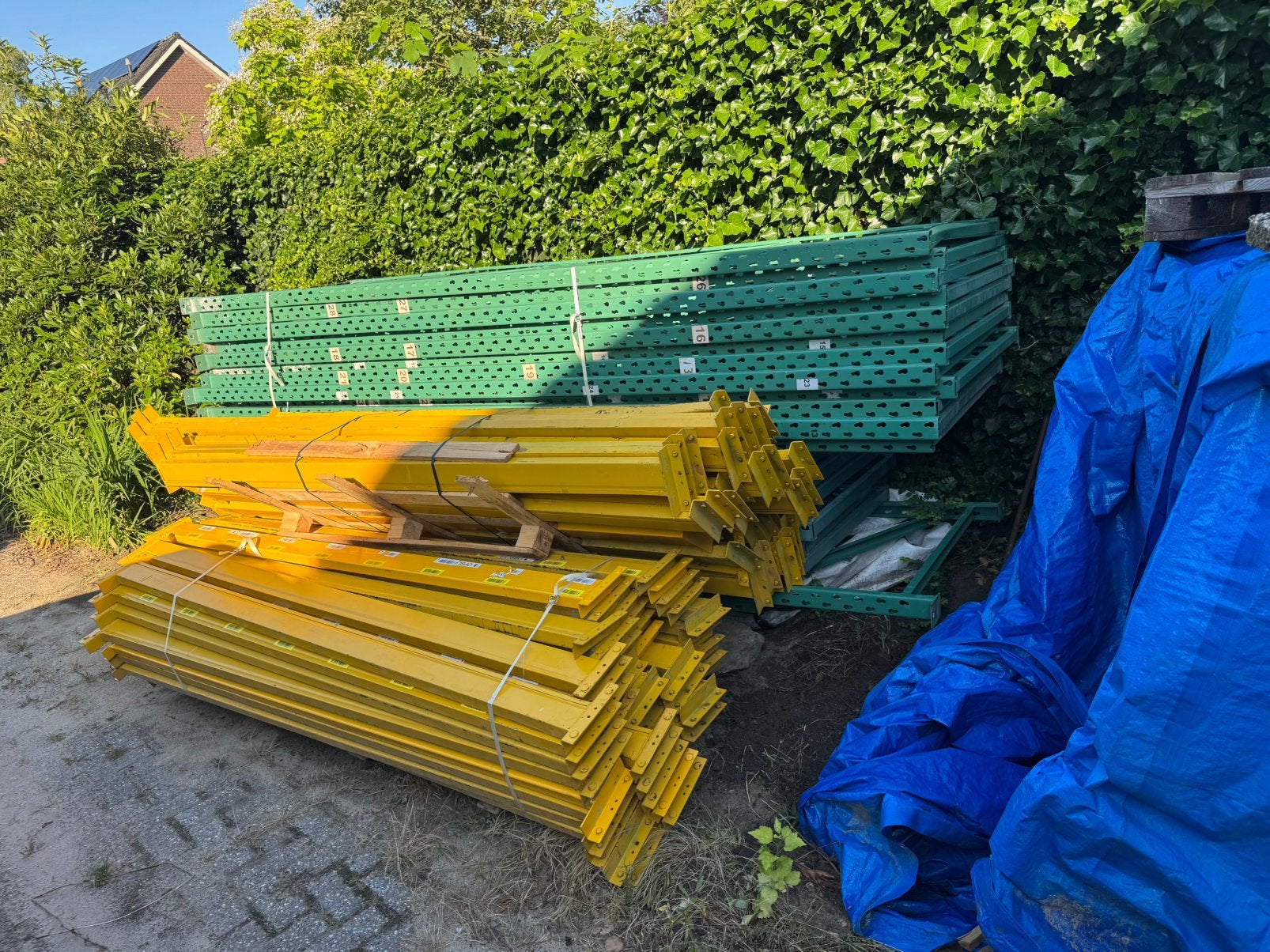 Pallet stelling, Tuin en Terras, Ophalen, Zo goed als nieuw, Hout, Tuinhek