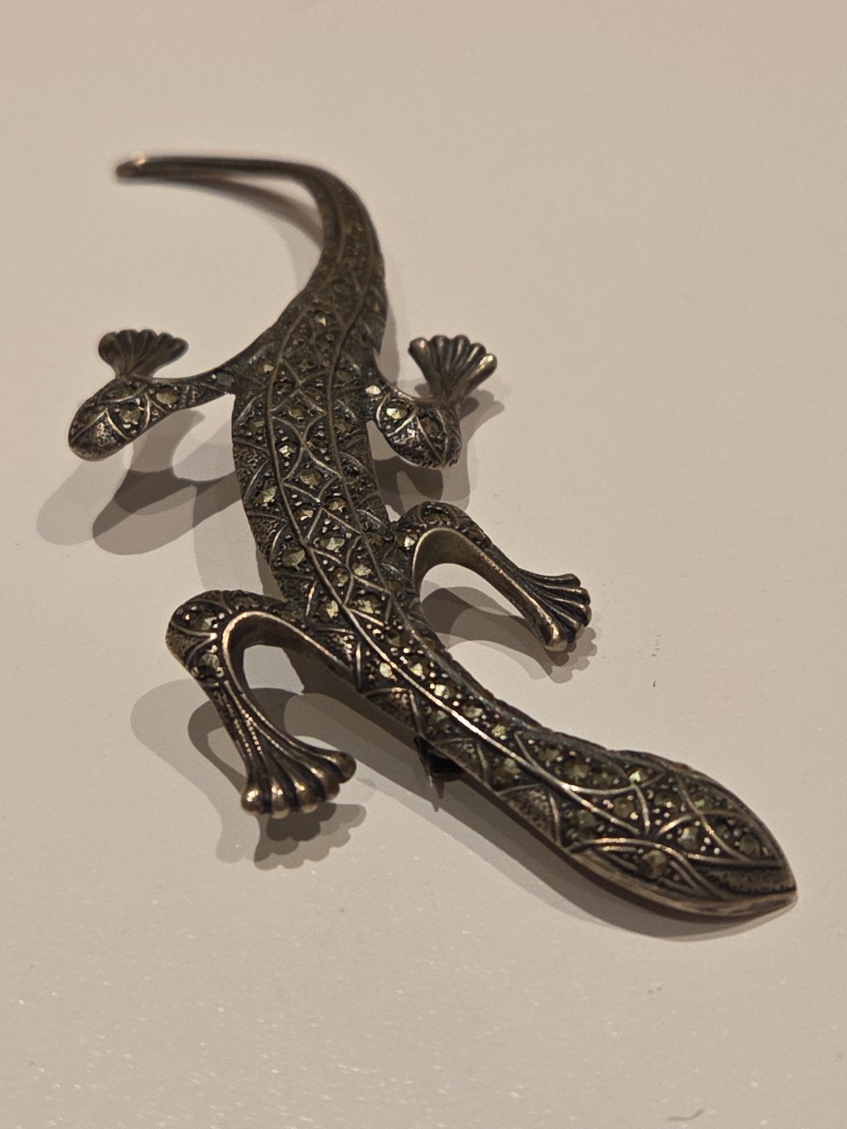vintage zilveren hagedis broche, Ophalen of Verzenden, Zo goed als nieuw, X, Zilver