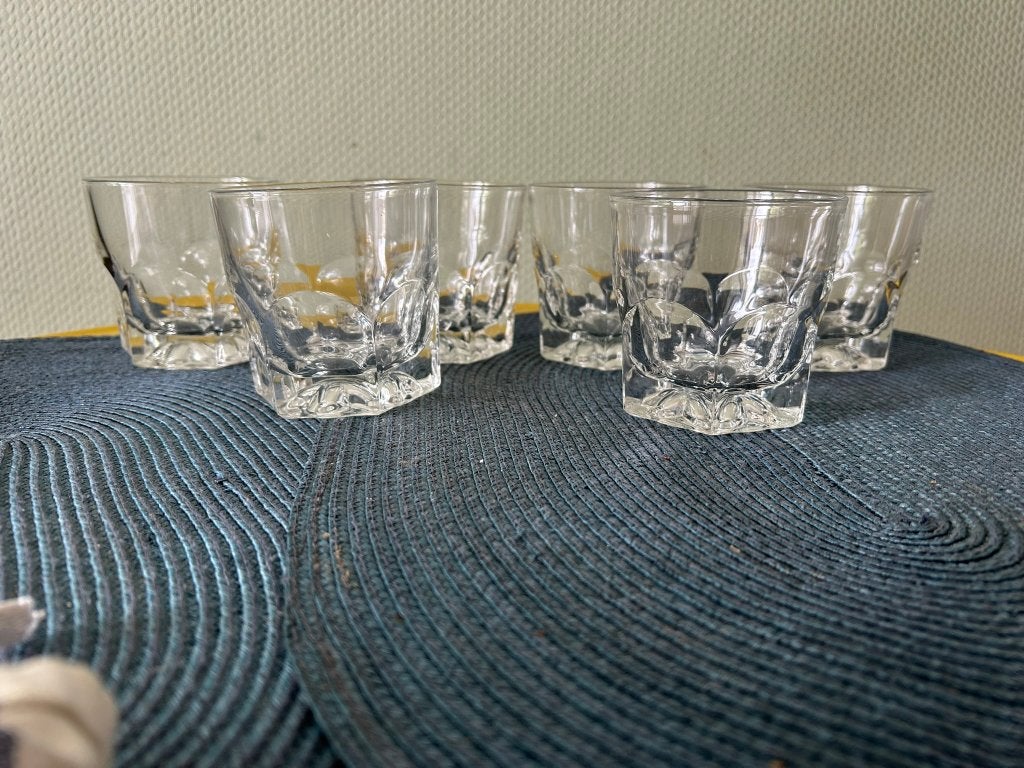 Set of 6 Heavy Glass Whiskey Tumblers - Lowball Glasses, Ophalen, Gebruikt, Overige typen