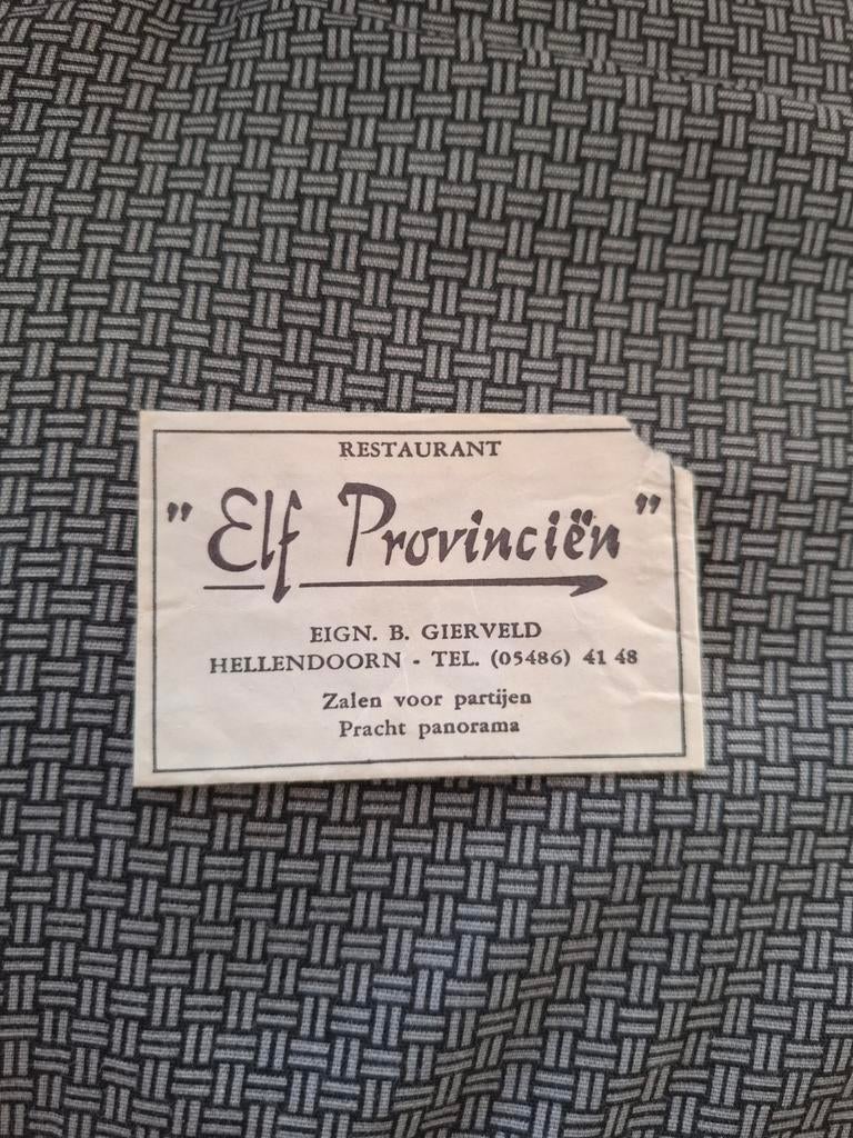 Restaurant "Elf Provinciën" Hellendoorn suikerzakje, Ophalen of Verzenden, Nederland