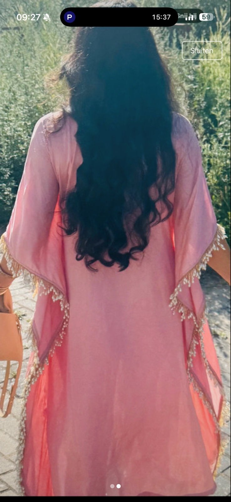 Indiase Indo Western Kaftan met legging - Maat M, Maat 38/40 (M), Ophalen of Verzenden, Zo goed als nieuw, Roze