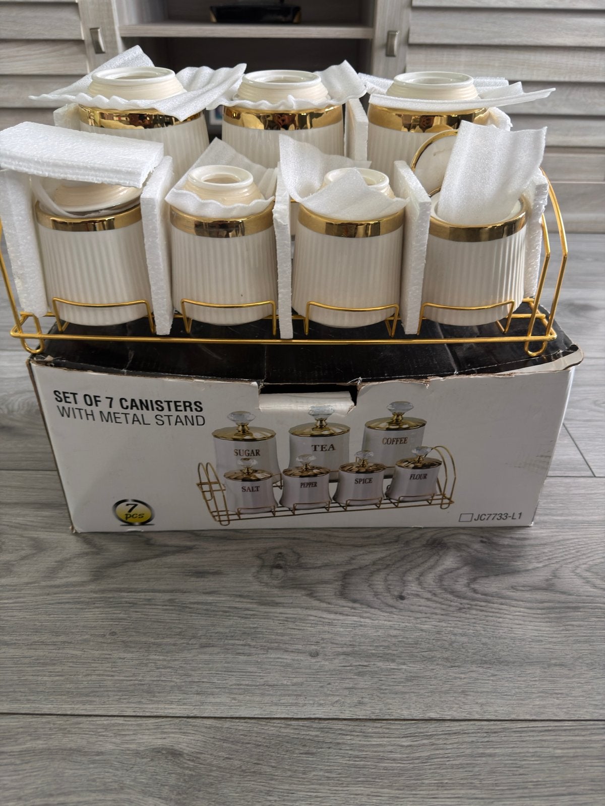 Luxe Kruidenpotjes Set met Metalen Houder - 7 Stuks, Overige typen, Nieuw, Ophalen of Verzenden, Steen/keramiek