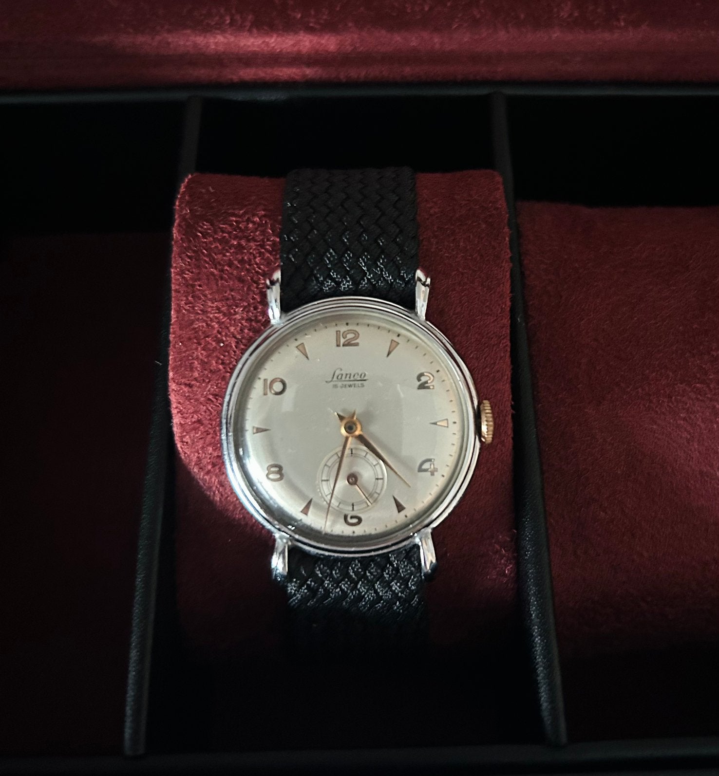 Vintage Lanco Herenhorloge - 15 Jewels Swiss Made Mechanisch, Sieraden, Tassen en Uiterlijk, Horloges | Antiek, Ophalen of Verzenden