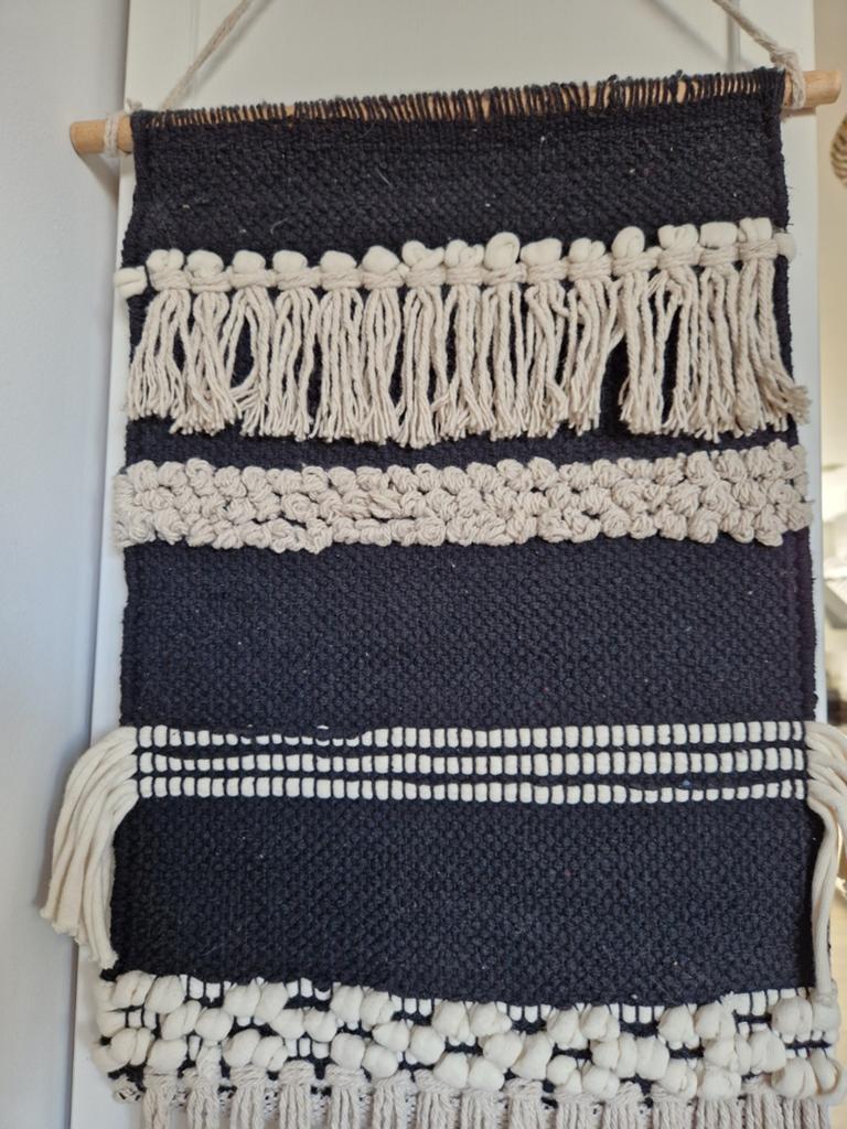Zwart/crème macramé, Gebruikt, 31 cm, Zwart, Ophalen of Verzenden