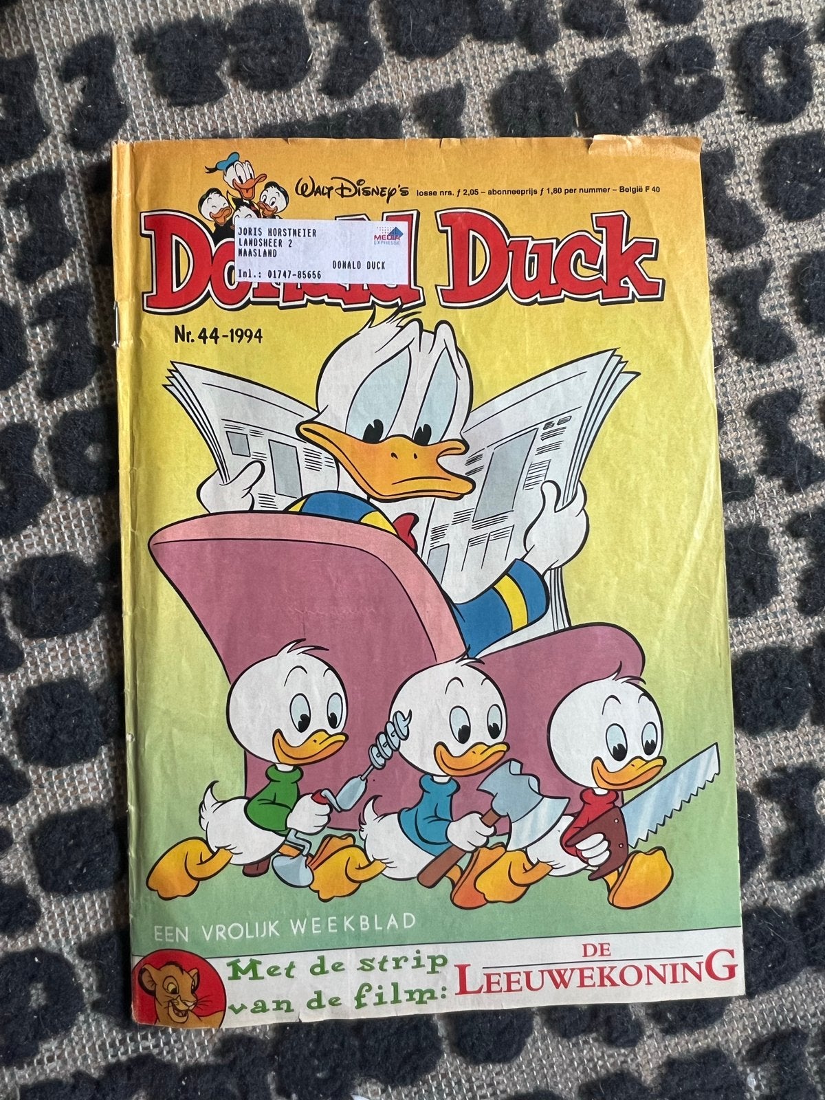 Donald Duck Weekblad Nr. 44-1994 - De Leeuwenkoning, Boeken, Stripboeken, Eén stripboek, Ophalen of Verzenden, Gelezen