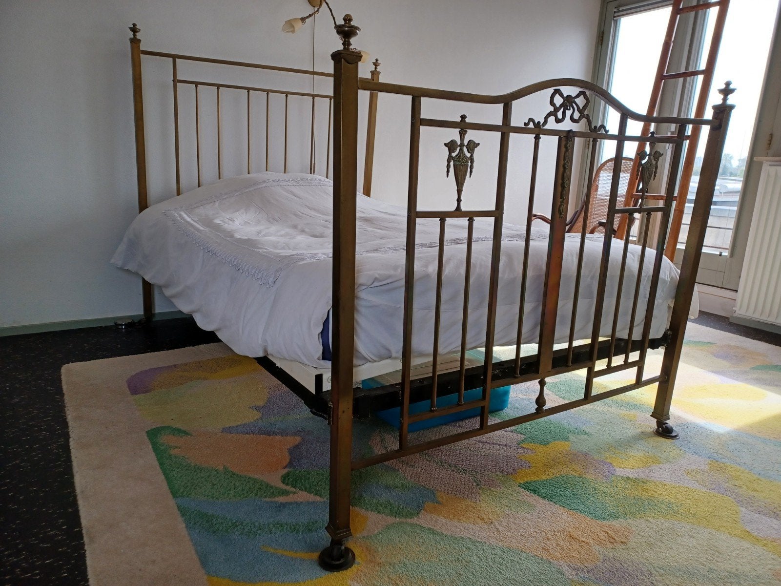 Messing bed met spiraalbodem 140x200 (Antieke bed), Ophalen, Gebruikt, Overige kleuren, Klassiek