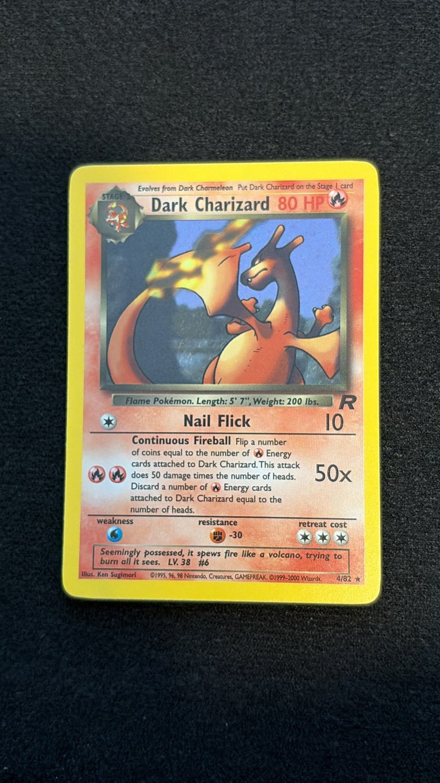 Pokemon Dark Charizard Holo 4/82 Team Rocket NM, Hobby en Vrije tijd, Ophalen of Verzenden, Zo goed als nieuw