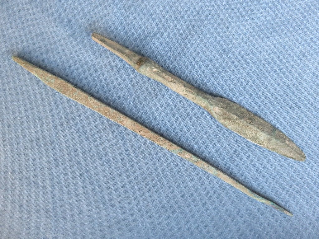 Bronstijd – 2 Lanspunten in brons – ca. 3000 jaar oud, Ophalen of Verzenden, Brons