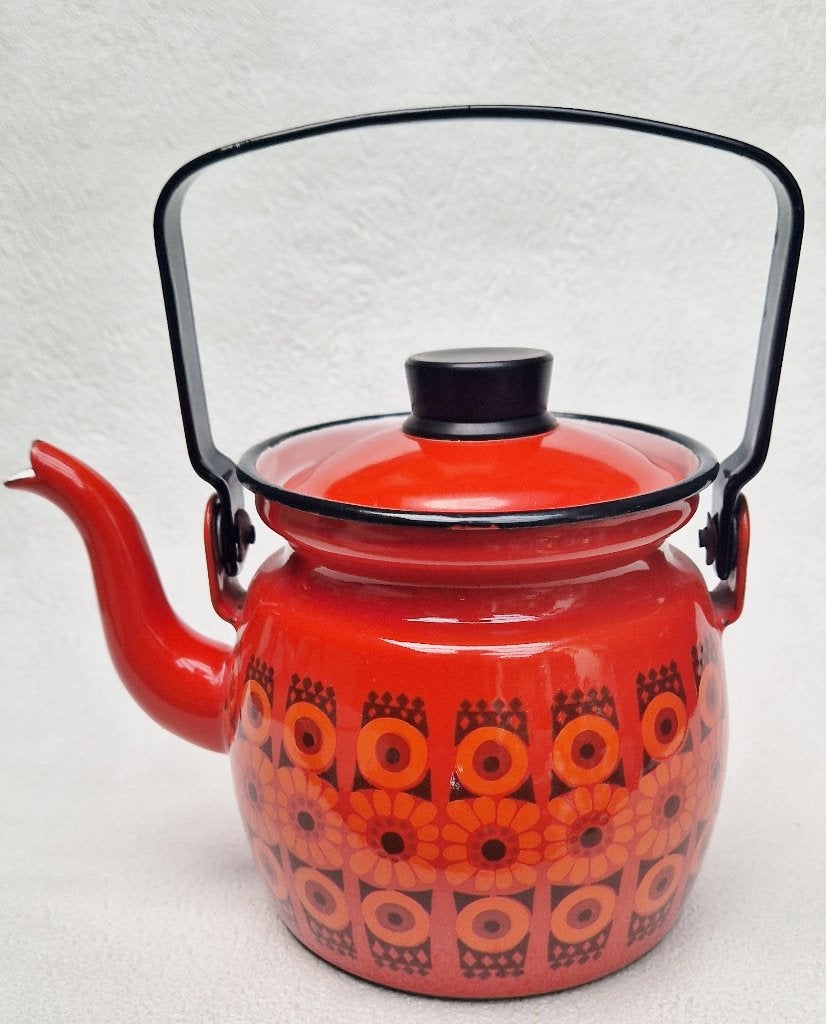 Emaille kunst Scandinavian design ARABIA FINEL waterketeltje, Ophalen of Verzenden