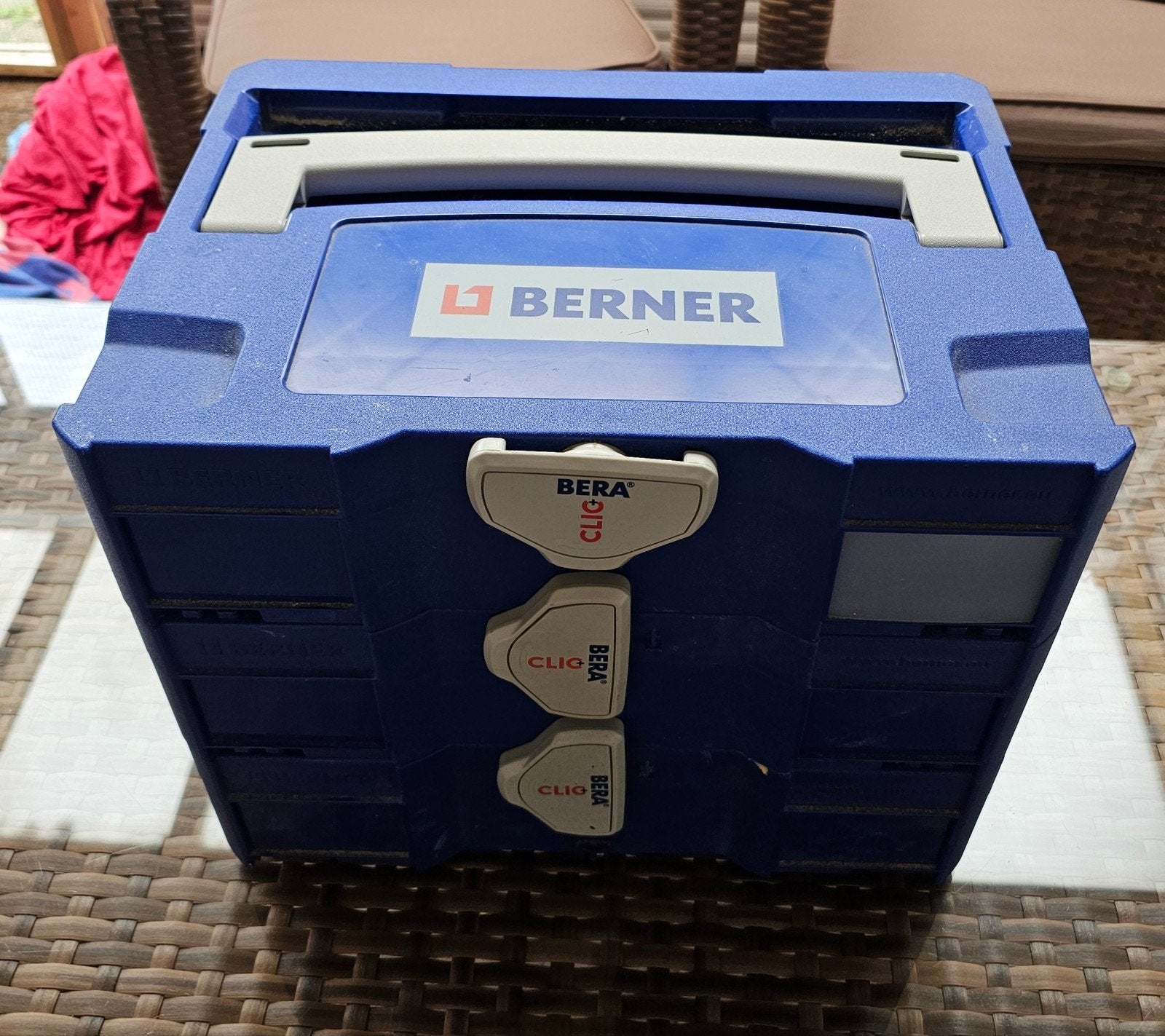 3 BERNER BERA CLIC opbergboxen stapelbaar met makita/festool, Ophalen of Verzenden, Gebruikt