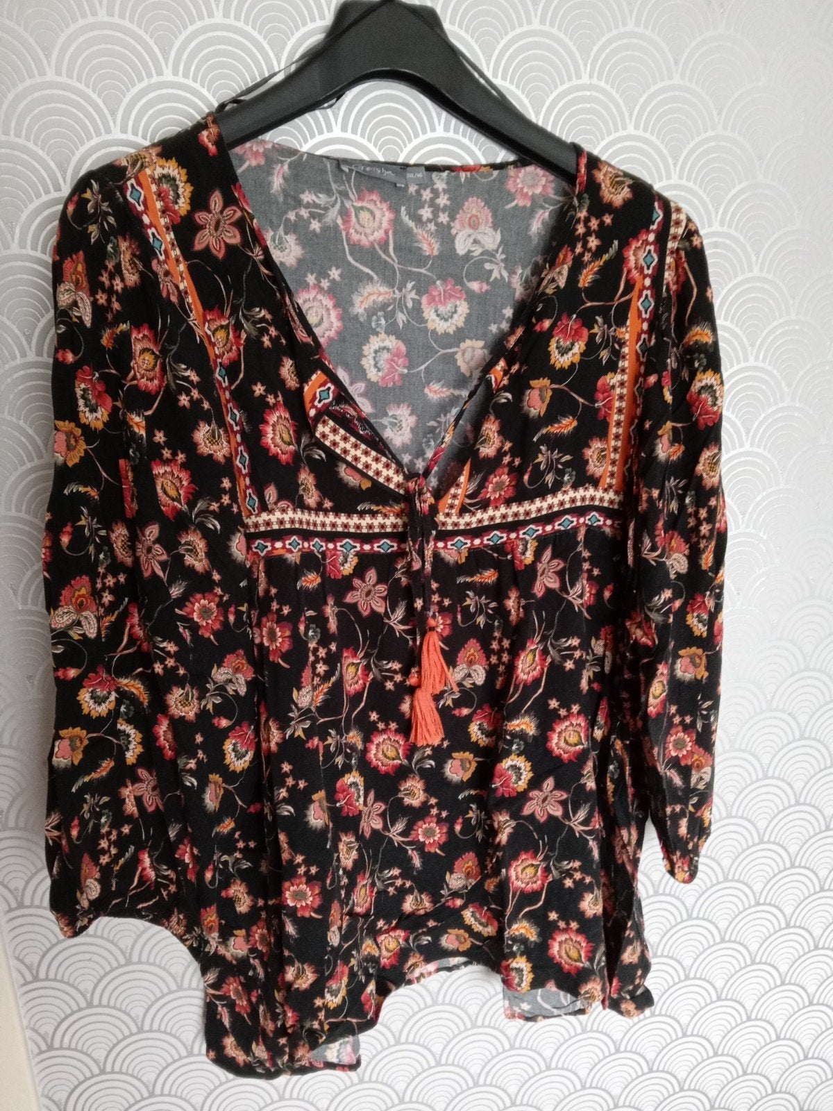 Geisha blouse maat 46 met 3/4 mouw en bloemenprint, Geisha, Meerkleurig, Maat 46/48 (XL) of groter, Ophalen of Verzenden