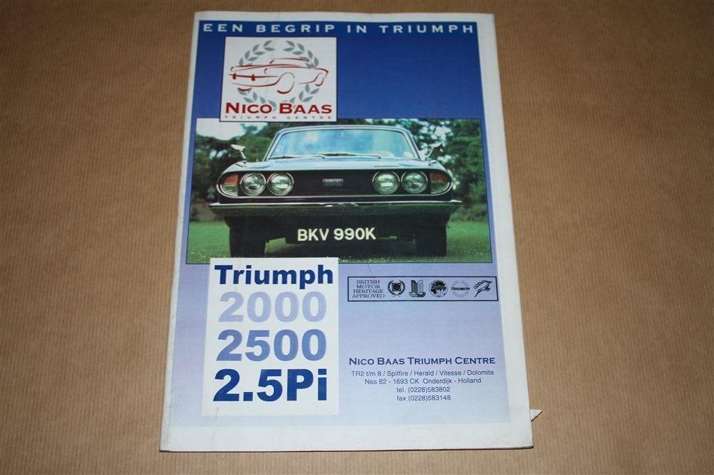 Triumph 2000 & 2500 - Catalogus Nico Baas, Ophalen of Verzenden