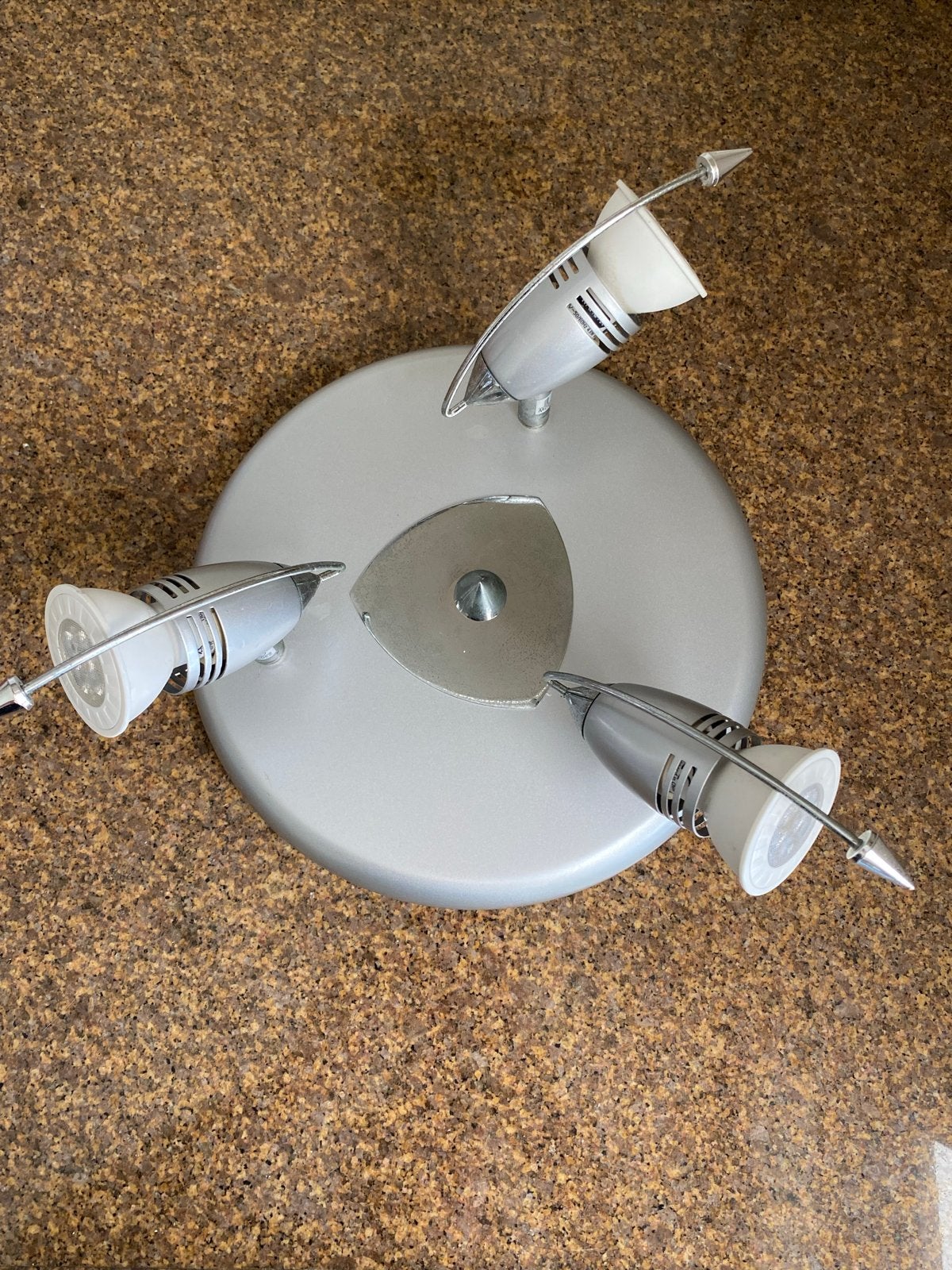 Moderne plafondlamp met 3 verstelbare spots, Zilver, Gebruikt, Inclusief lichtbron, Modern